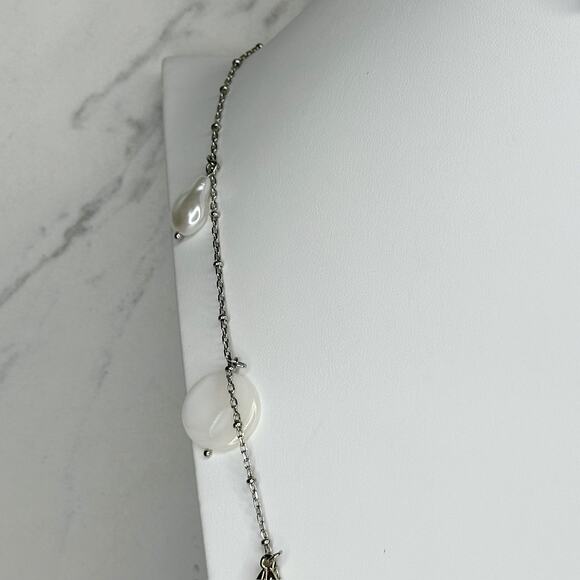 Chico's Silver Gold Beaded Charm Chain Link Necklace ✨ - Picture 6 of 9